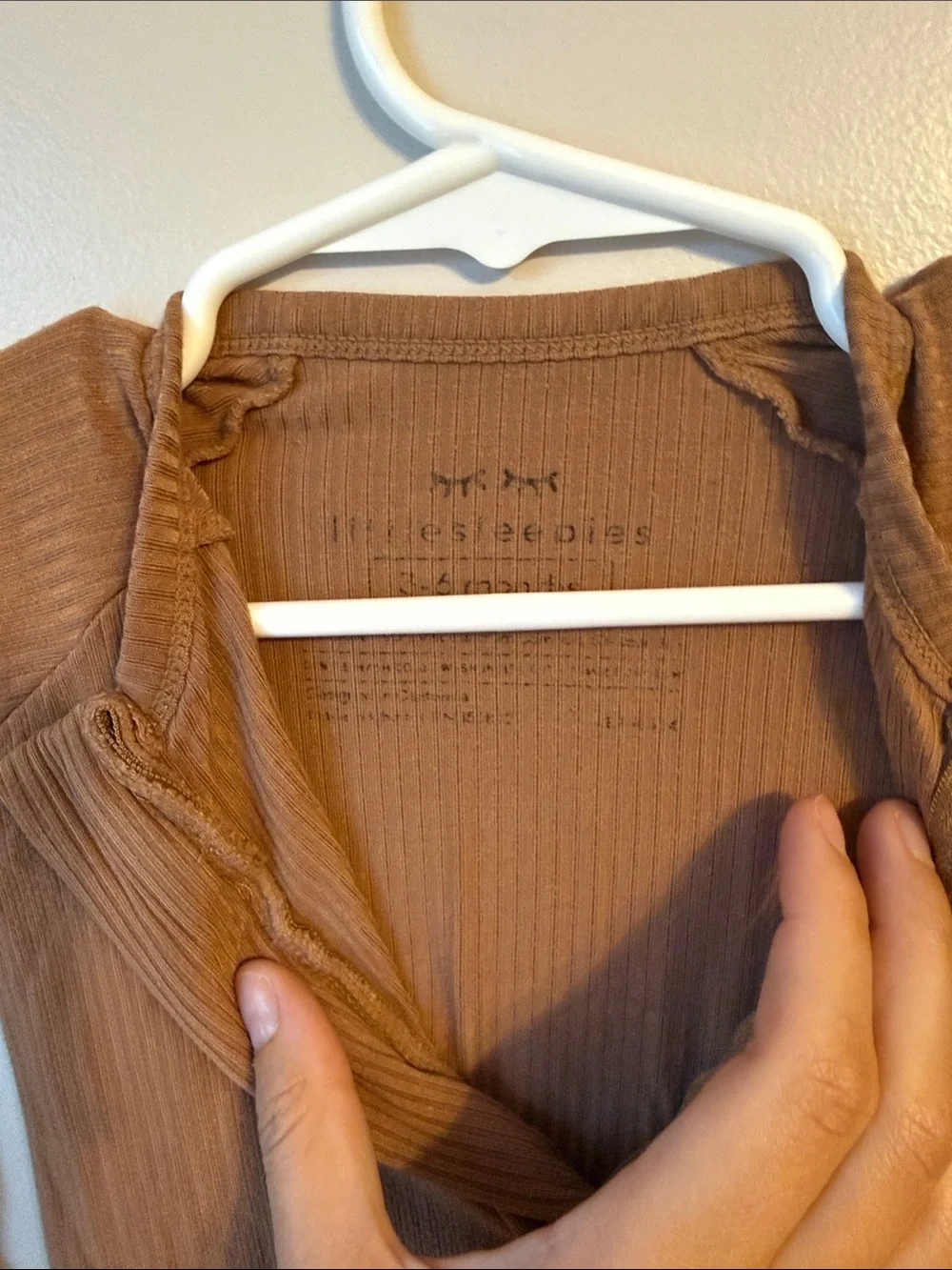 Little Sleepies Ribbed Tan Zippy Size 3-6 Months